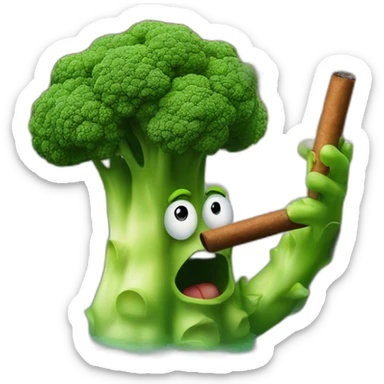 Broccoli sitting in a hot tub smoking a cigar sticker