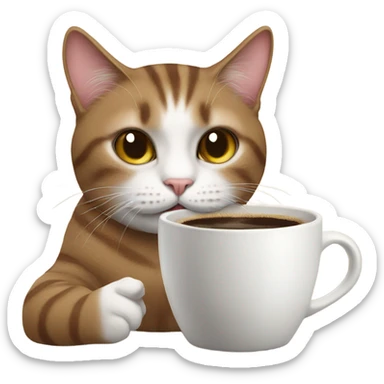 Cat with coffee sticker