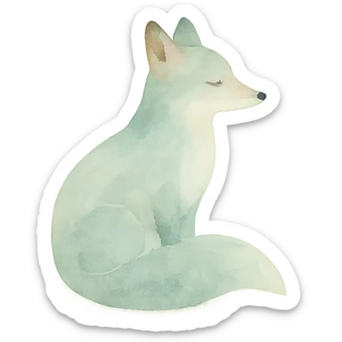 green fox, watercolor, soft color transitions sticker