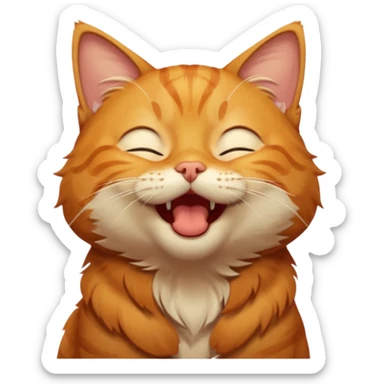 A high-resolution photo-realistic digital illustration of a solid ginger tabby cat, eyes closed, head titled up yawning sticker
