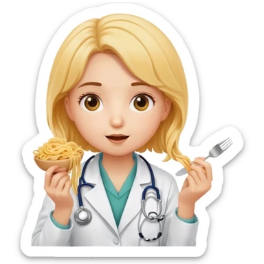 My little girlfriend Emmy, she is cute, is skinny, likes to eat pasta, is also a future doctor  sticker