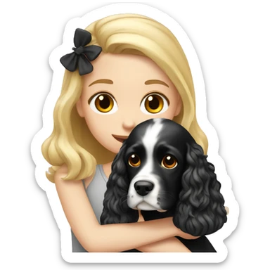 Blond girl with black and white cocker spaniel sticker