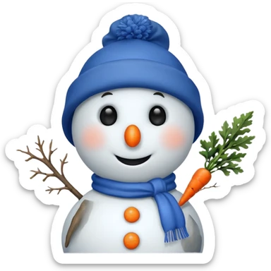 snowman wearing blue hat sticker