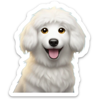 white fluffy dog with halo sticker