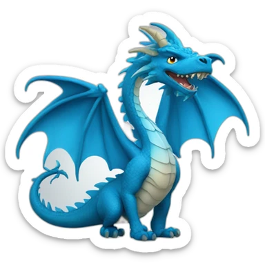 an entrepreneurial dragon, blue in color and with wings sticker