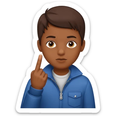 Ein Junge der Mittelfinger zeigt sticker