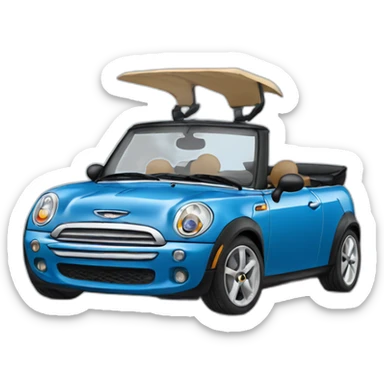 blue convertible mini cooper sticker