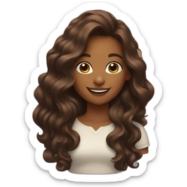 A brown girl with long wave hair smiling  sticker