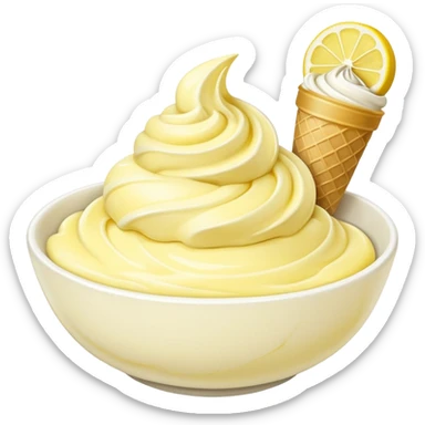 Lemon ice cream in a bowl sticker