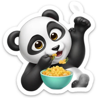 panda girl is eating sticker