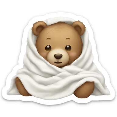 Baby Teddy Bear sleeping in a white blanket  sticker