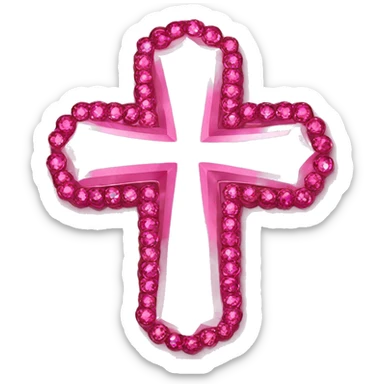 Pink cross strass sticker