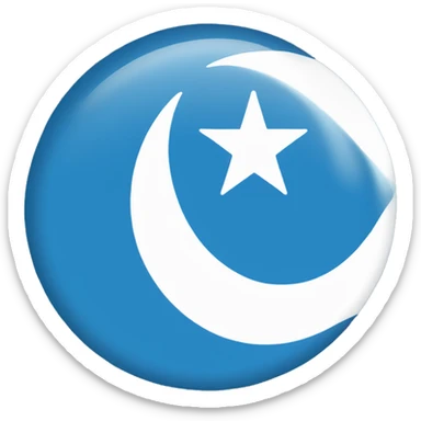 Uyghur flag, blu background, white star and wite crescent sticker