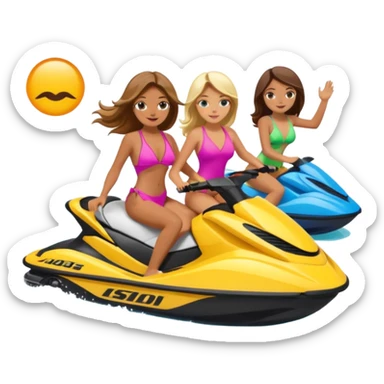 3 girls on a jet ski sticker