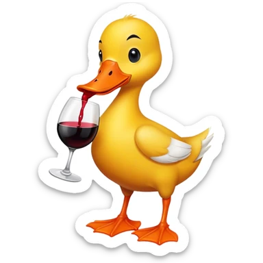Yellow duck drinking wine  sticker