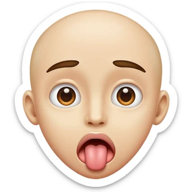 Eyes wide open with tongue sticking out  sticker