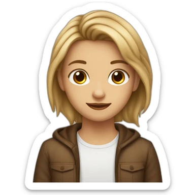 un adolescente con pelo liso y cafe castaño claro con ojos azul sticker