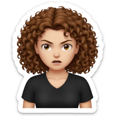 angry curly haired woman with torso sticker