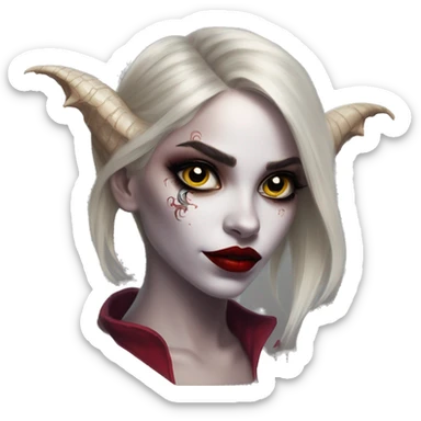 Dragon Jasmine in Harley Quinn style, oil paint, mysterious eyes, intricate lips, masterpiece portrait, odd perspective, beautiful, desirable, logical sticker