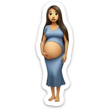 Pregnant women hungry with long hair sticker