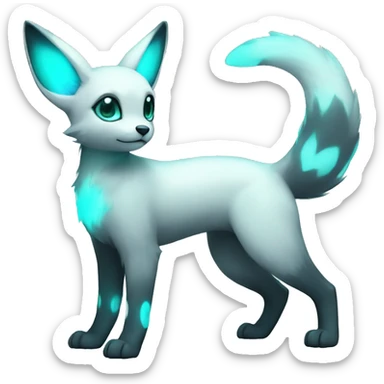 White Shiny Pastel Umbreon with glowing cyan markings full body sticker