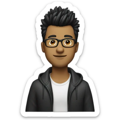 a guy with glasses,black Fauxhawk hairstyle sticker