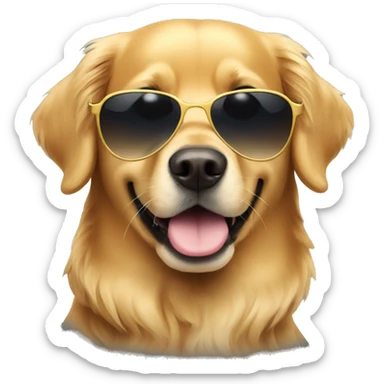 Golden retriever with sunglasses sticker