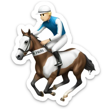 HORSE RACING - person and whie horse sticker
