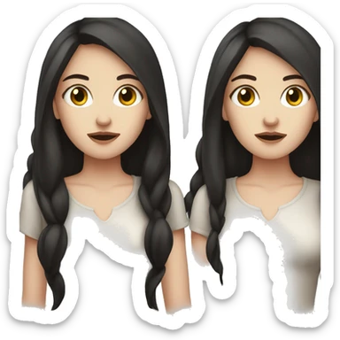 Pale girl with dark hair rolling eyes sticker