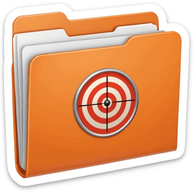 orange file folder with target on the cover sticker