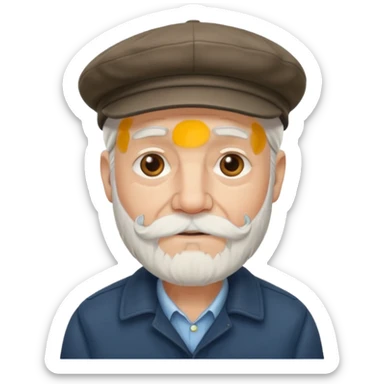 Old man white beard wearing a flat cap sticker