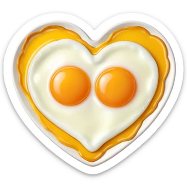 fried egg in the shape of a heart sticker