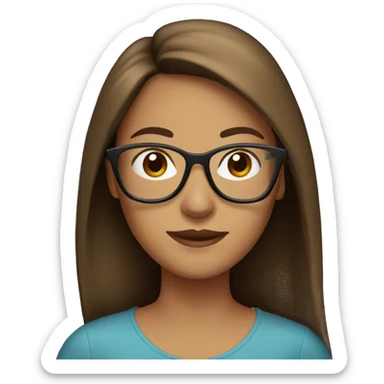 woman, long brown hair glasses sticker