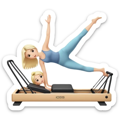 A white blonde girl doing pilates refoemer sticker