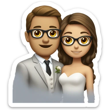 Mariage entre une fille au cheveux brun et un homme a lunettes  sticker