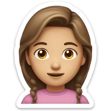 Little girl with brown eyes and long brown hair holding sticker