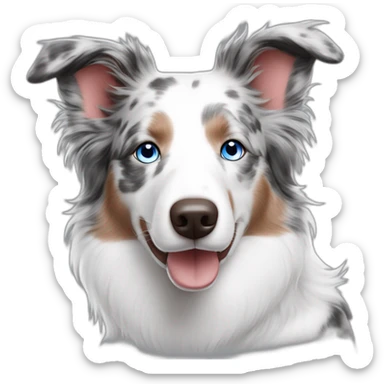 white red merle border collie speckled face blue eyes sticker