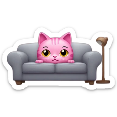 pink cat sits and watches TV sticker