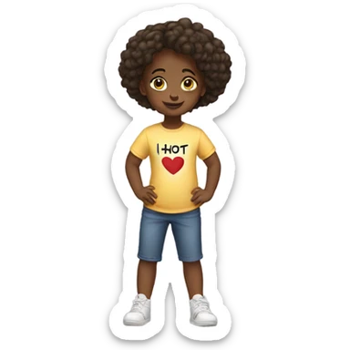 Girl wearing I love hot dads t shirt sticker