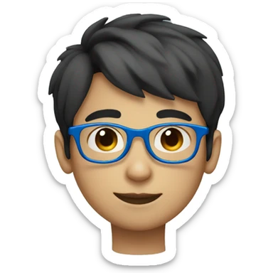 boy with blue round glasses short dark hair sticker