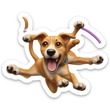 a three-headed dog jumping through a hoop sticker