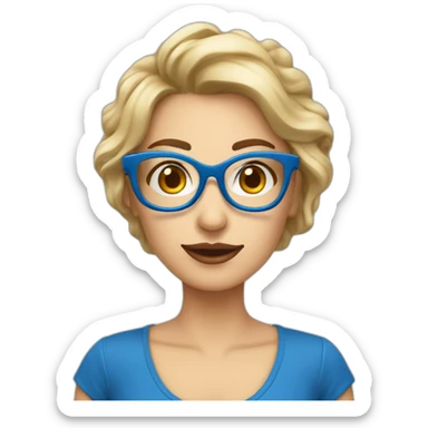 Maestra pelo rubio media melena gafas pequeñas ojos azules sticker
