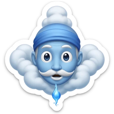 blue genie emerging smoke. sticker