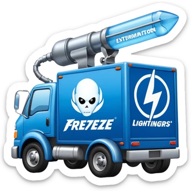  Mr. Freeze’s lightning Bug busters exterminators moving truck  sticker