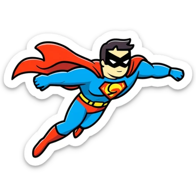 superhero flying sticker