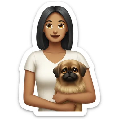 Women with Pekingese sticker
