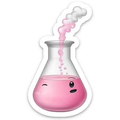 pink beaker with smoke no face one tube pink liquid only bubbles inside beaker  sticker