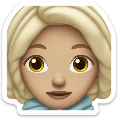 white girl with blonde hair wrapped in blanket sticker
