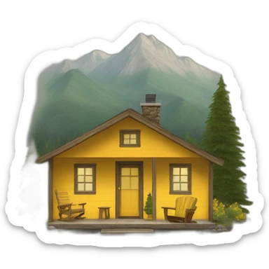 Cabin with yellow armchair on porch sticker