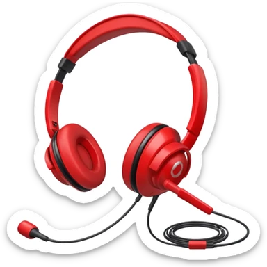 Red headset microphone  sticker